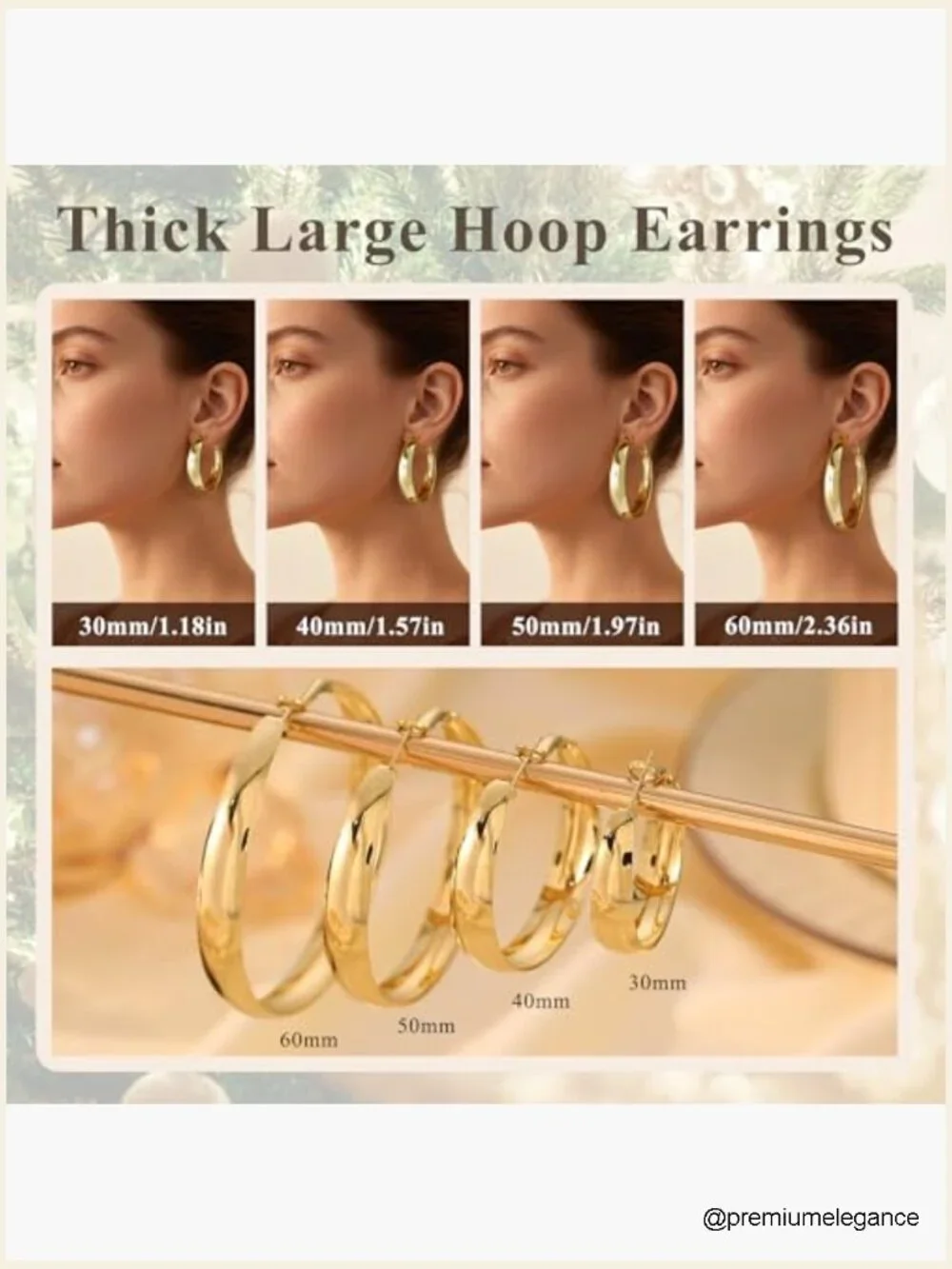 5-8mm Tapered Chunky Hoop Earrings Trendy Hypoallergenic 925 Sterling Silver
